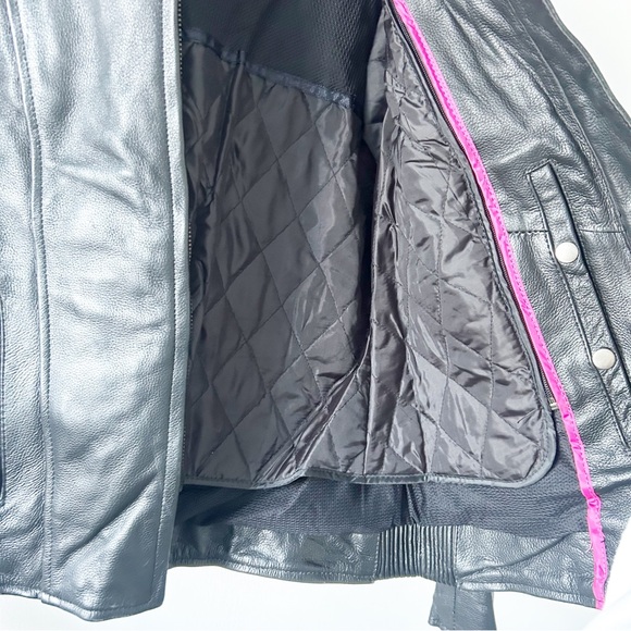Vintage Renegade Classics Leather Hot Pink Wings Black Biker Moto Jacket Small - Picture 8 of 16